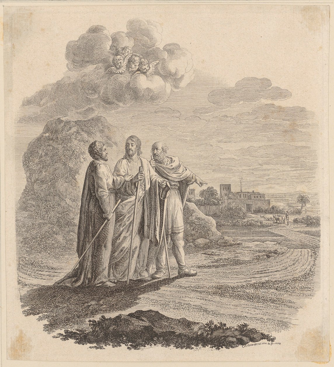 Disciples at Emmaus. First Plate by Daniel Nikolaus Chodowiecki