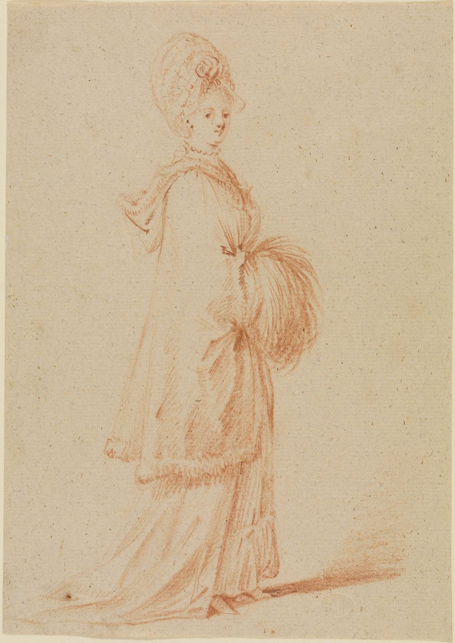 Young Lady in Cape with Hood and Muff by Daniel Nikolaus Chodowiecki