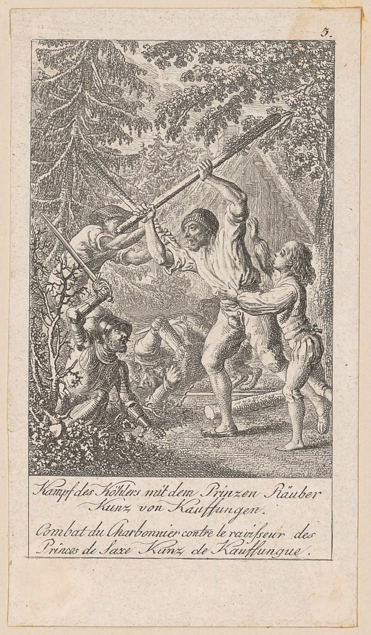 The Charcoal Burner’s Fight with the Prince Robber, Plate 5 from the series “Older, Middle and More Recent History” by Daniel Nikolaus Chodowiecki
