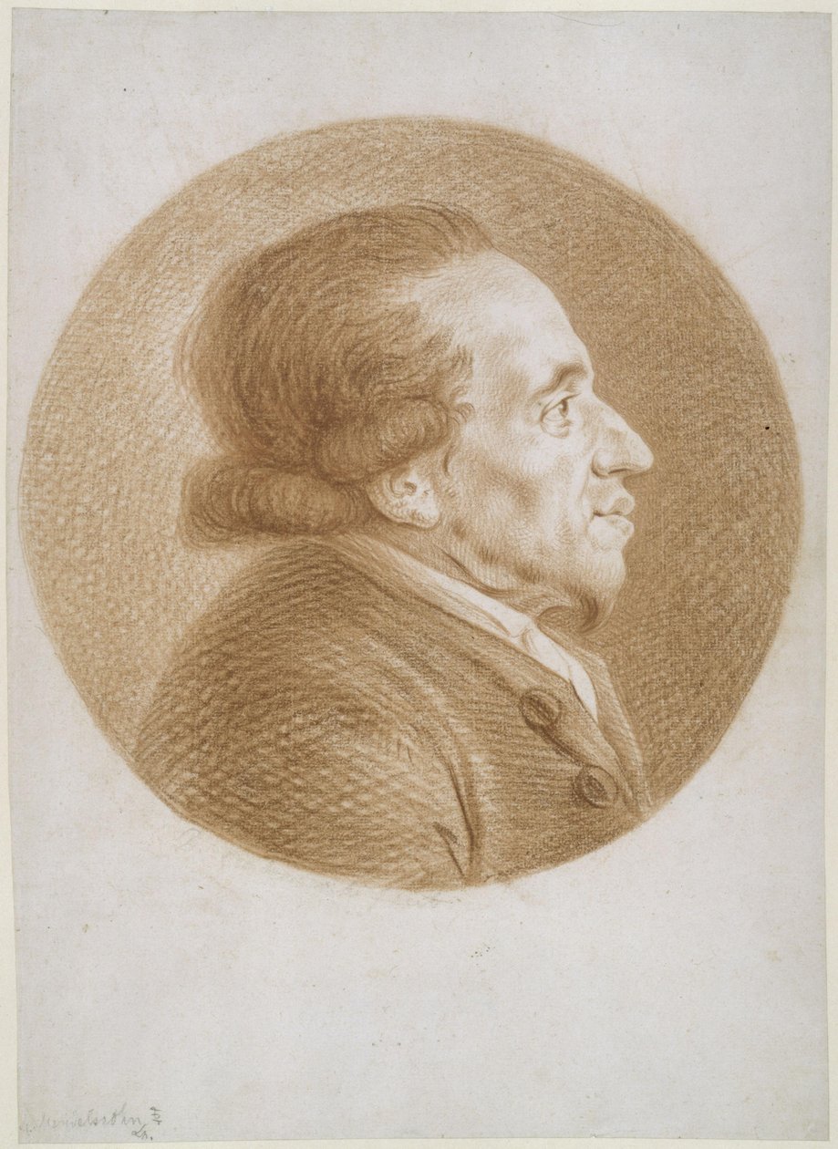 Moses Mendelssohn to the Right in the Round by Daniel Nikolaus Chodowiecki