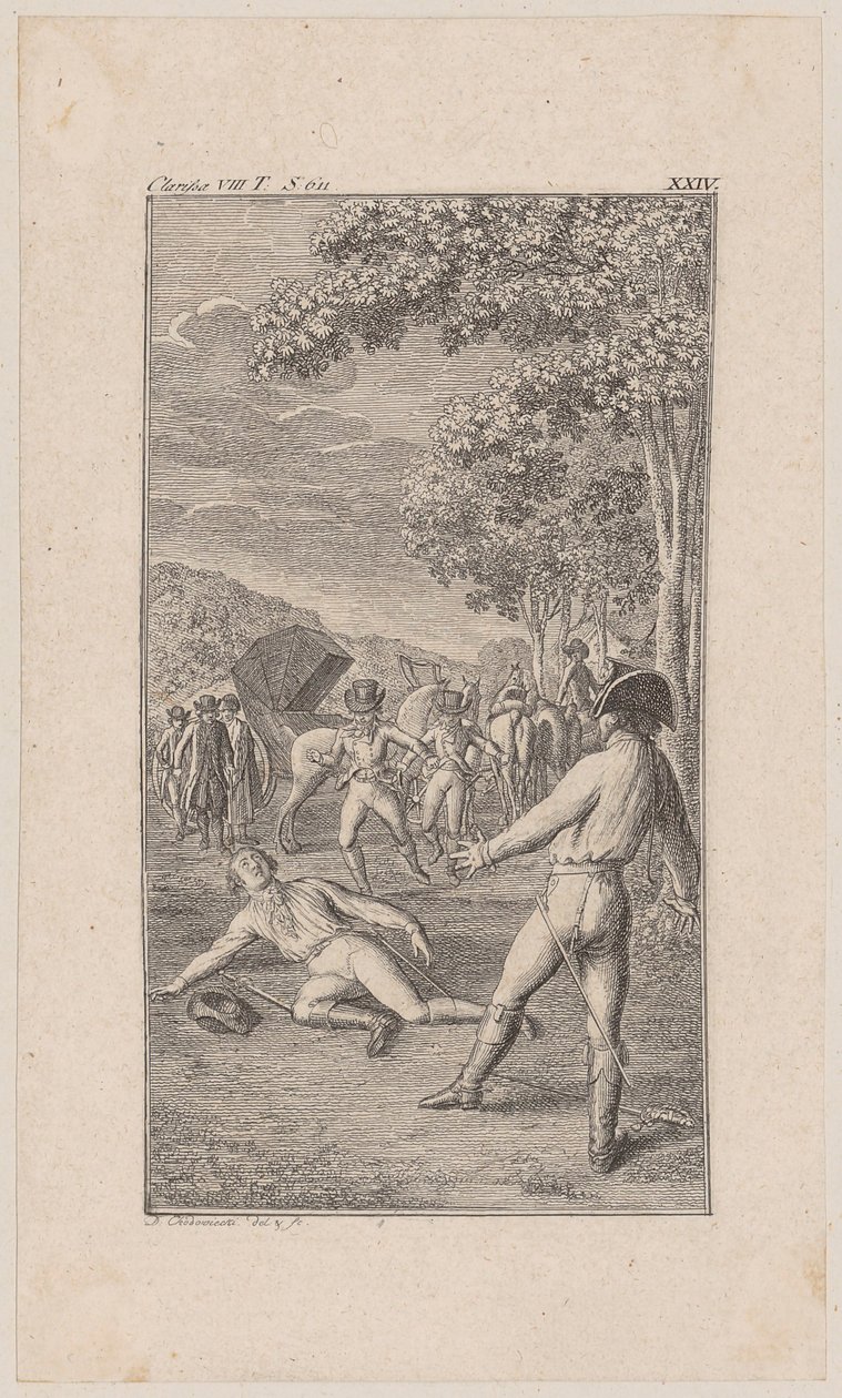 Colonel Morden Stabs Lovelace in a Duel by Daniel Nikolaus Chodowiecki