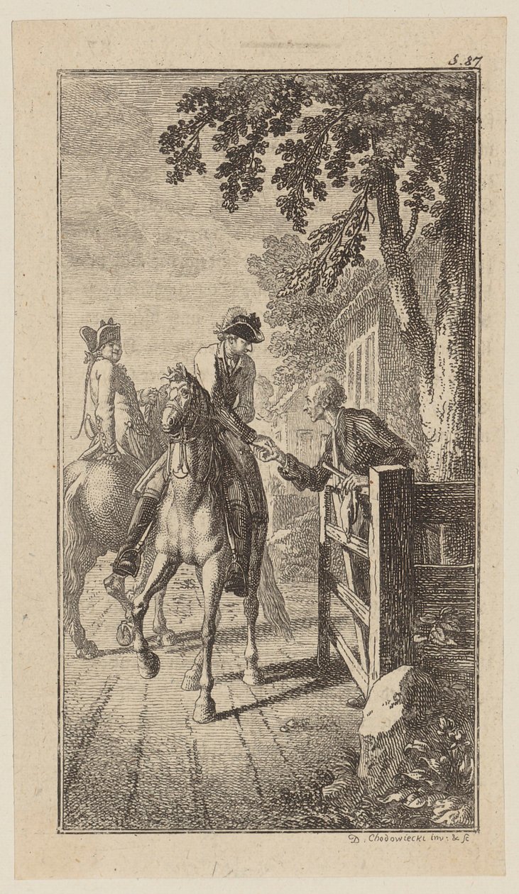 Infant on Horseback Gives Sebaldus an Alms by Daniel Nikolaus Chodowiecki