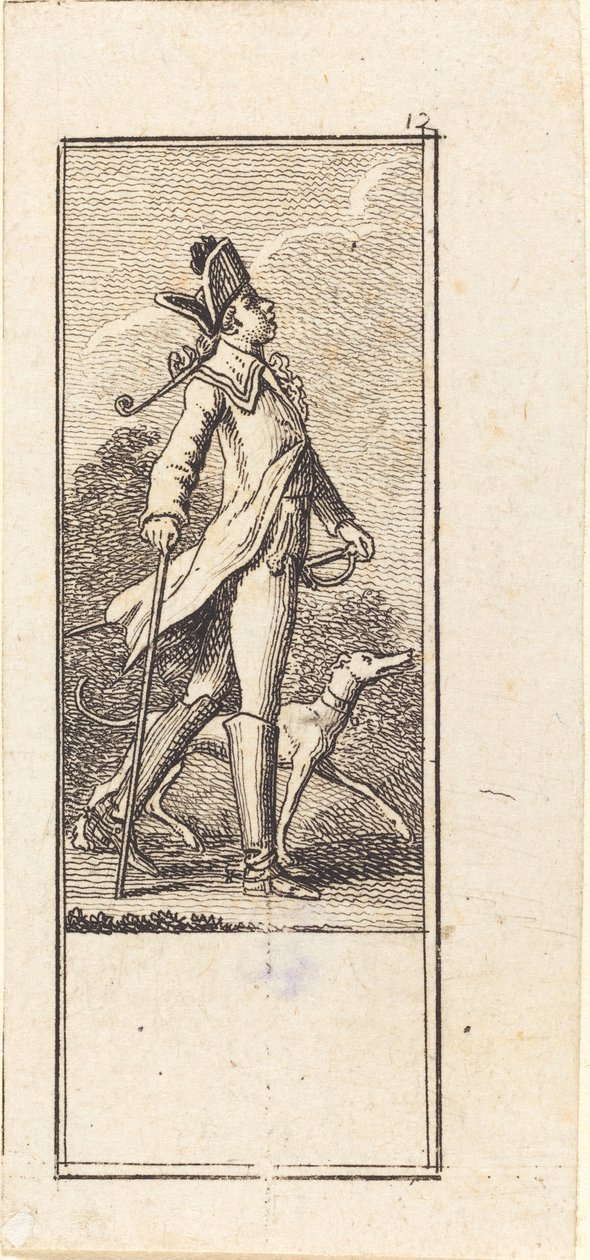 Young Man with Sword, Cane and Dog by Daniel Nikolaus Chodowiecki