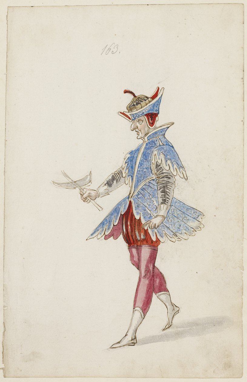 Male Figure in a Blue and Red Costume from the Ballet des Quatre Saisons de l