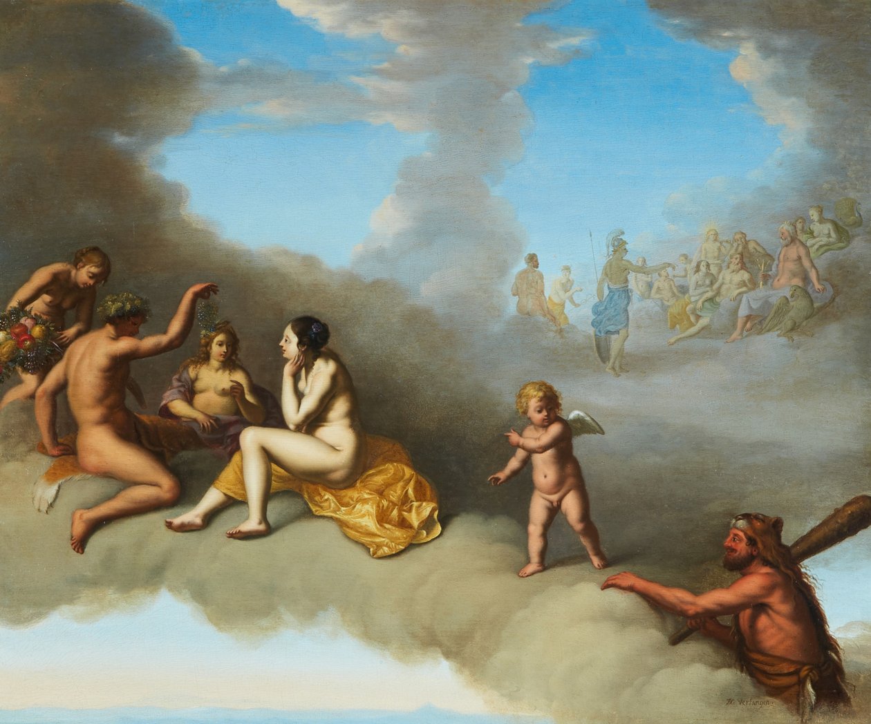An assembly of the Gods with the Apotheosis of Hercules by Daniel Vertangen
