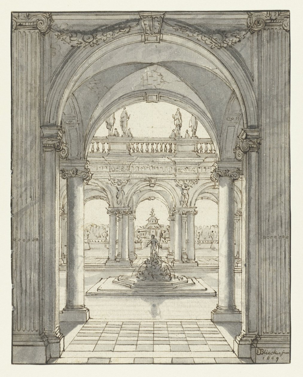 Square in Front of a Renaissance Palace by Daniel de Blieck