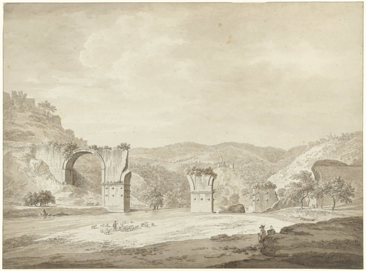 Ruins of the Bridge of Augustus at Narni, Italy by Daniël Dupré