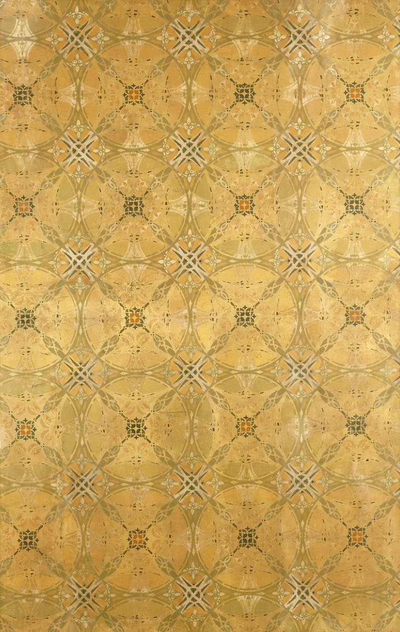 A Ceiling Panel, with Repeating Abstract Foliate Design in Olive Green ...