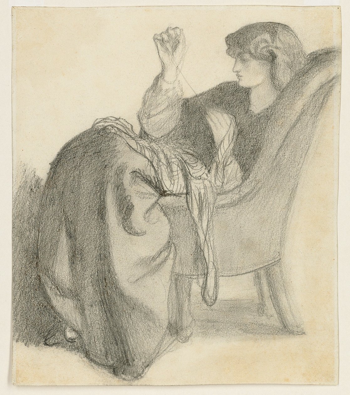 Lachesis: Study of Jane Morris Seated in a Chair Sewing by Dante Gabriel Charles Rossetti