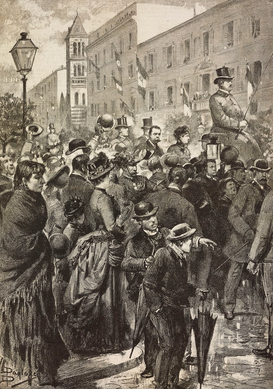 King Umberto I and Queen Margherita returning from Naples hit by cholera, Rome, Italy by Dante Paolocci