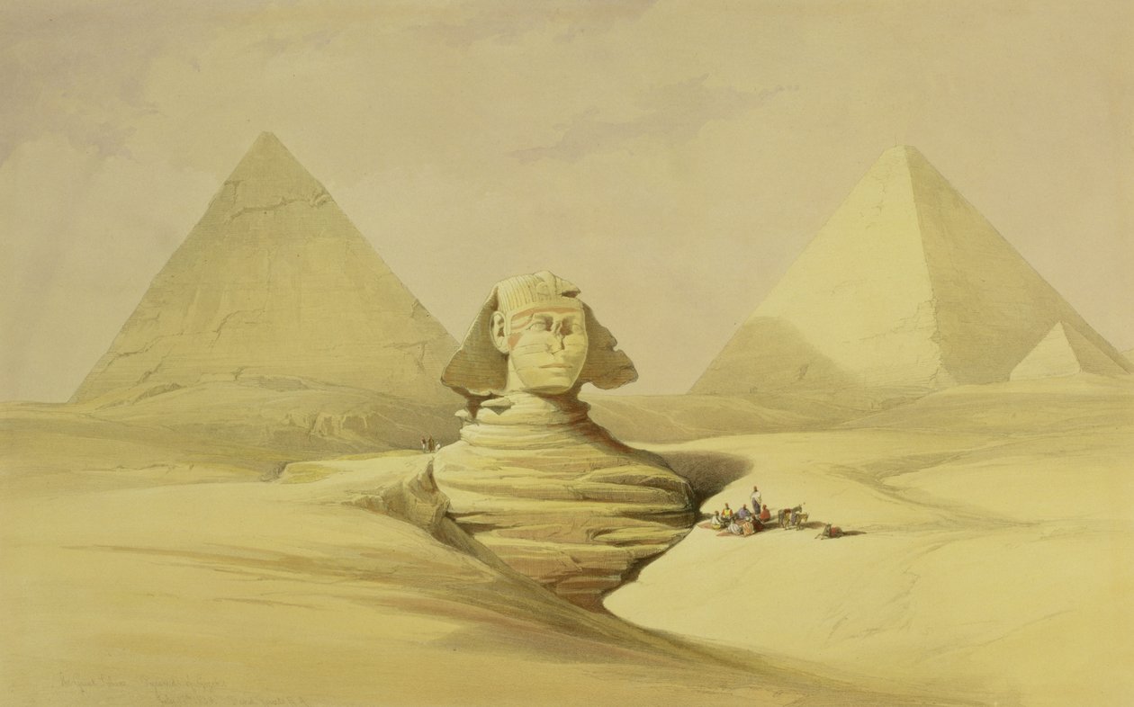The Great Sphinx and the Pyramids of Giza, from Egypt and Nubia, Vol.1 by David Roberts