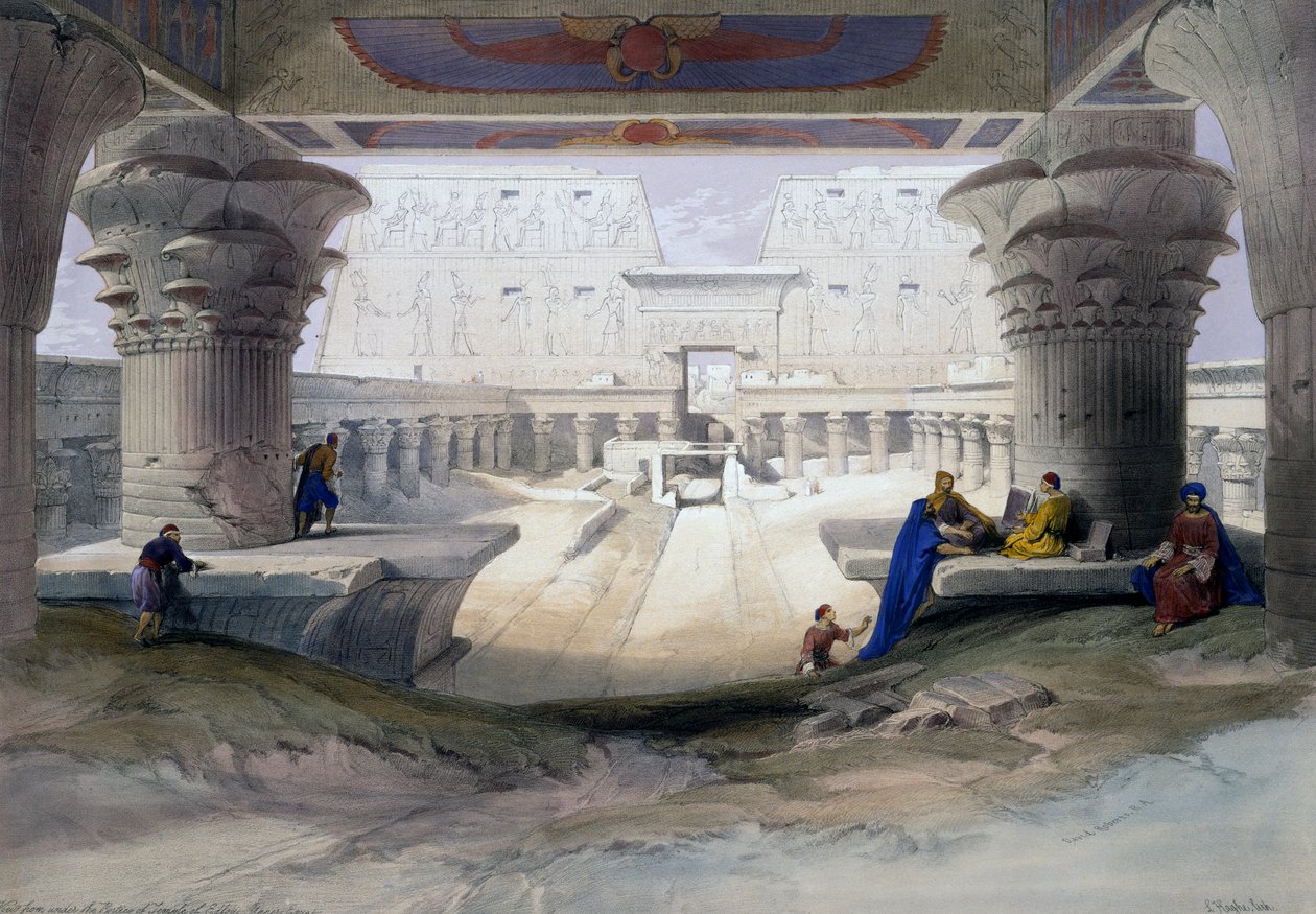 Edfu Temple, Engraving from Drawing by David Roberts (1796-1864), from Egypt and Nubia by David (after) Roberts