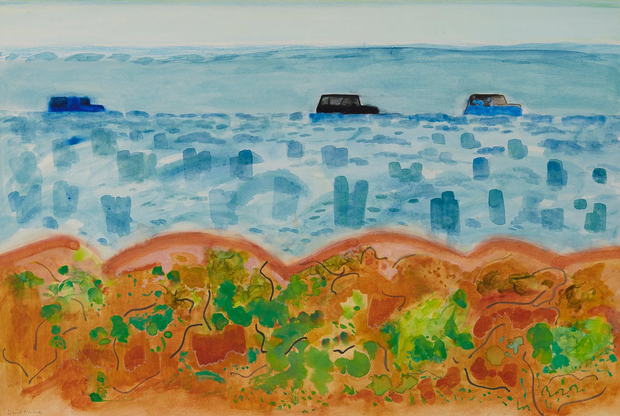 Cars and Saltbush, Australia by David Alan Redpath Michie