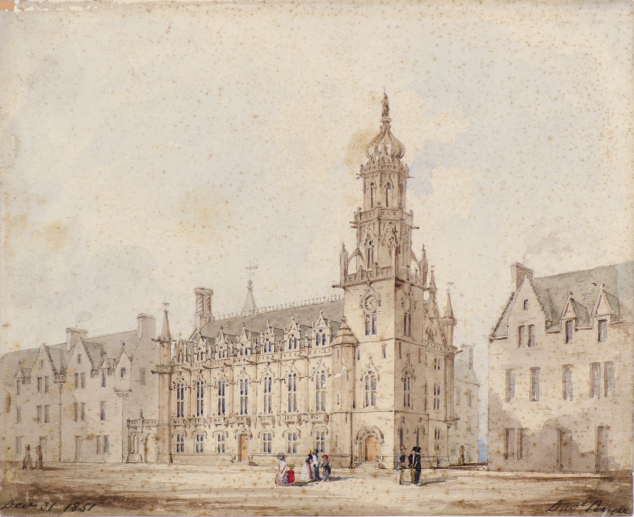 The Dundee Royal Exchange with Tower and Crown: First Drawing by David Bryce