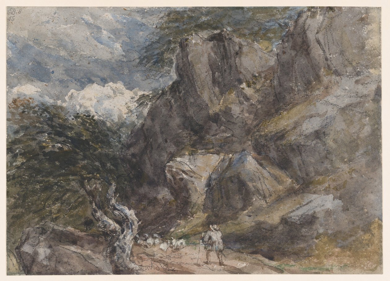 Driving Sheep in a Rocky Landscape by David Cox