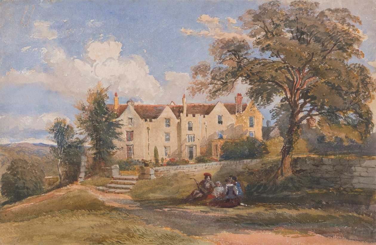 Group Seated in Grounds of a Large House by David Cox Jr.