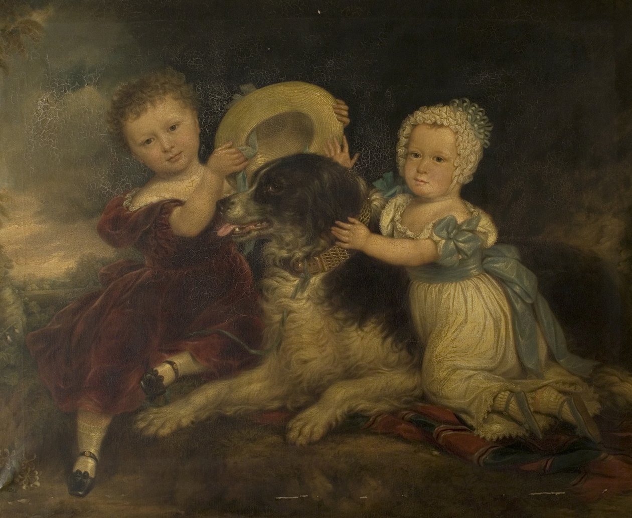 Arthur and Frances Hood, the Children of Sir Arthur Gregory of Styvechale Hall, and Nelson, 1838 by David Gee