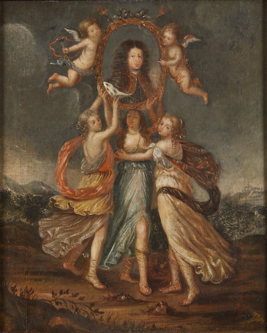 Three Allegorical Figures Bearing the Portrait of Karl XI of Sweden by David Klöcker Ehrenstrahl