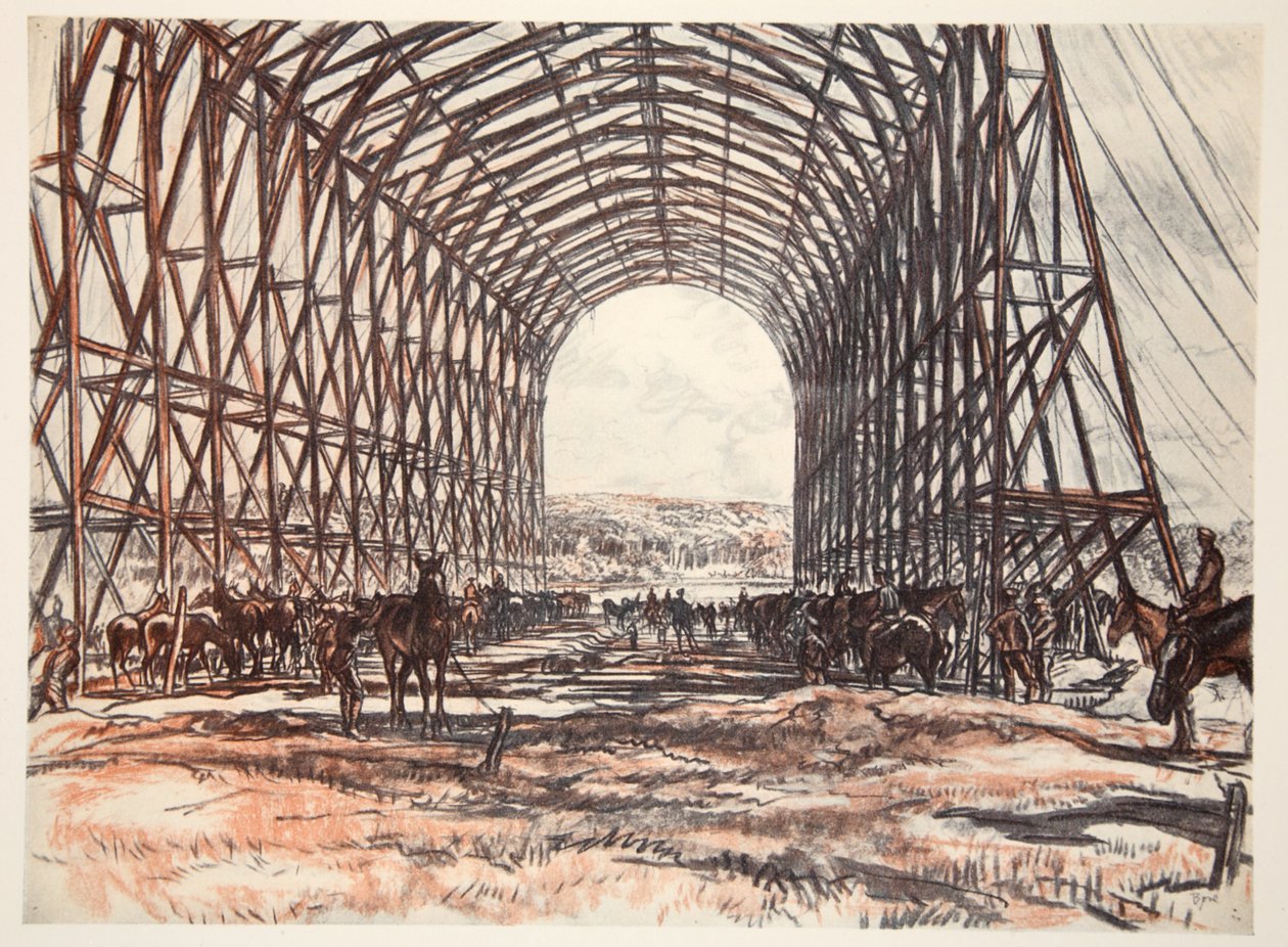 A stable on the Western Front, illustration from 