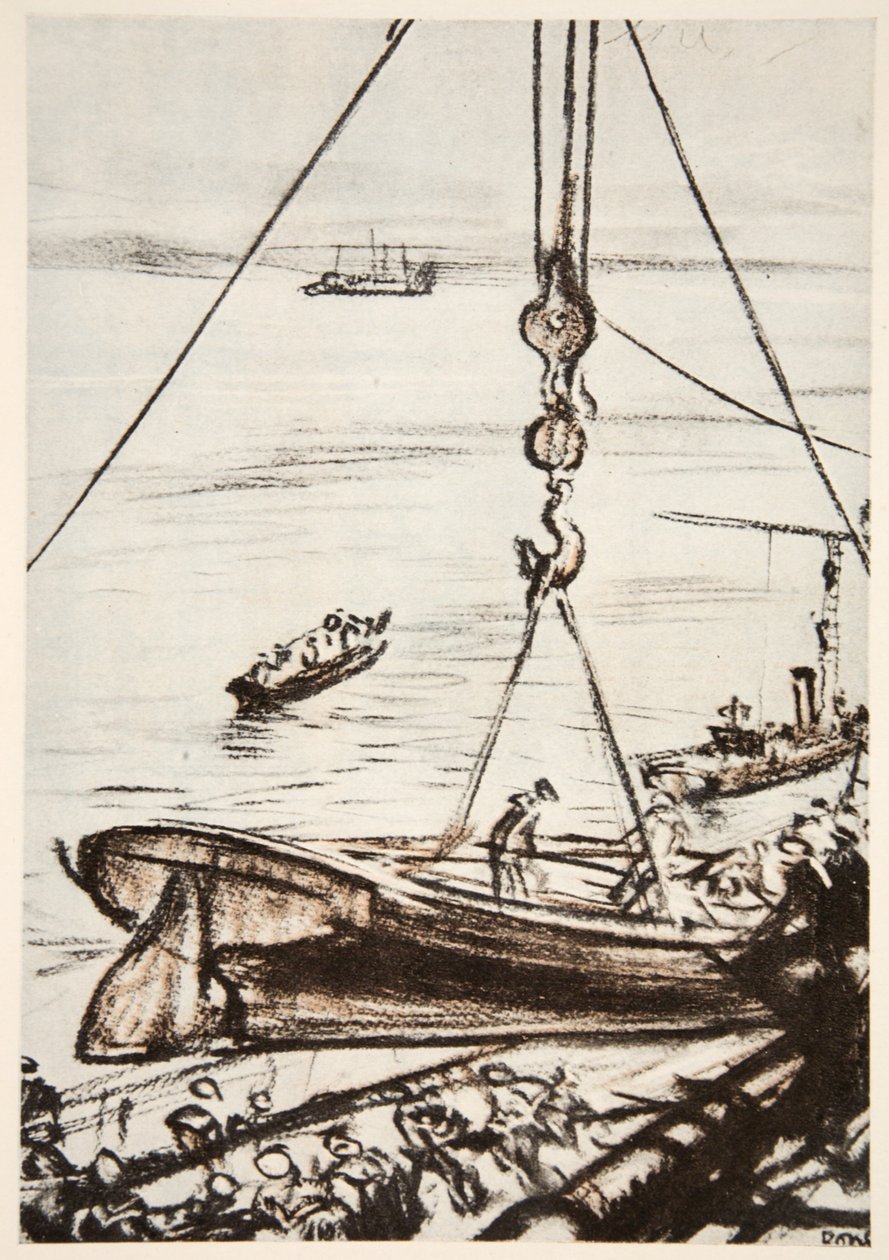 On a Battleship: Lowering a Boat from the Main Derrick by David Muirhead Bone