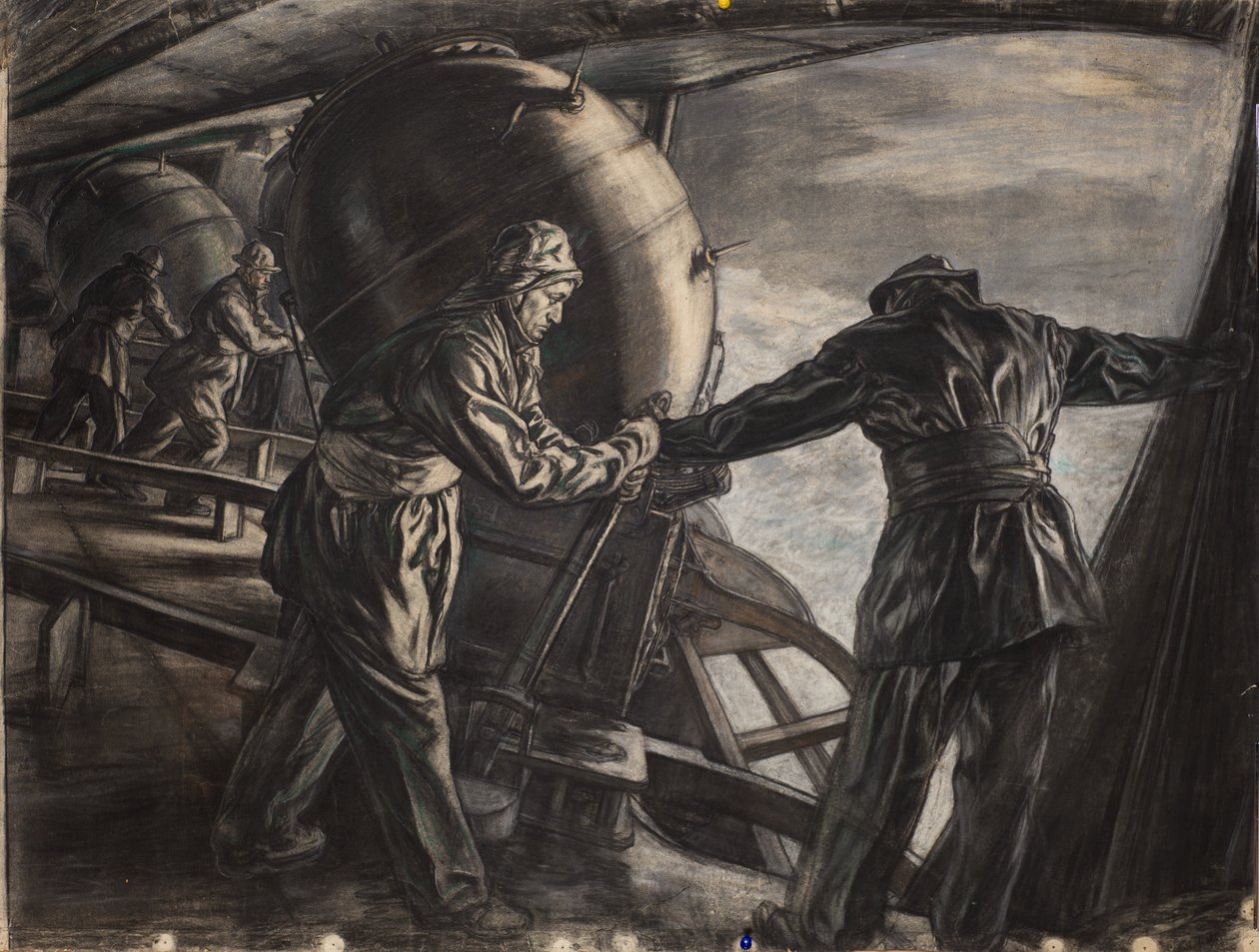 Study for Winter Mine-Laying off Iceland, c.1942 by David Muirhead Bone