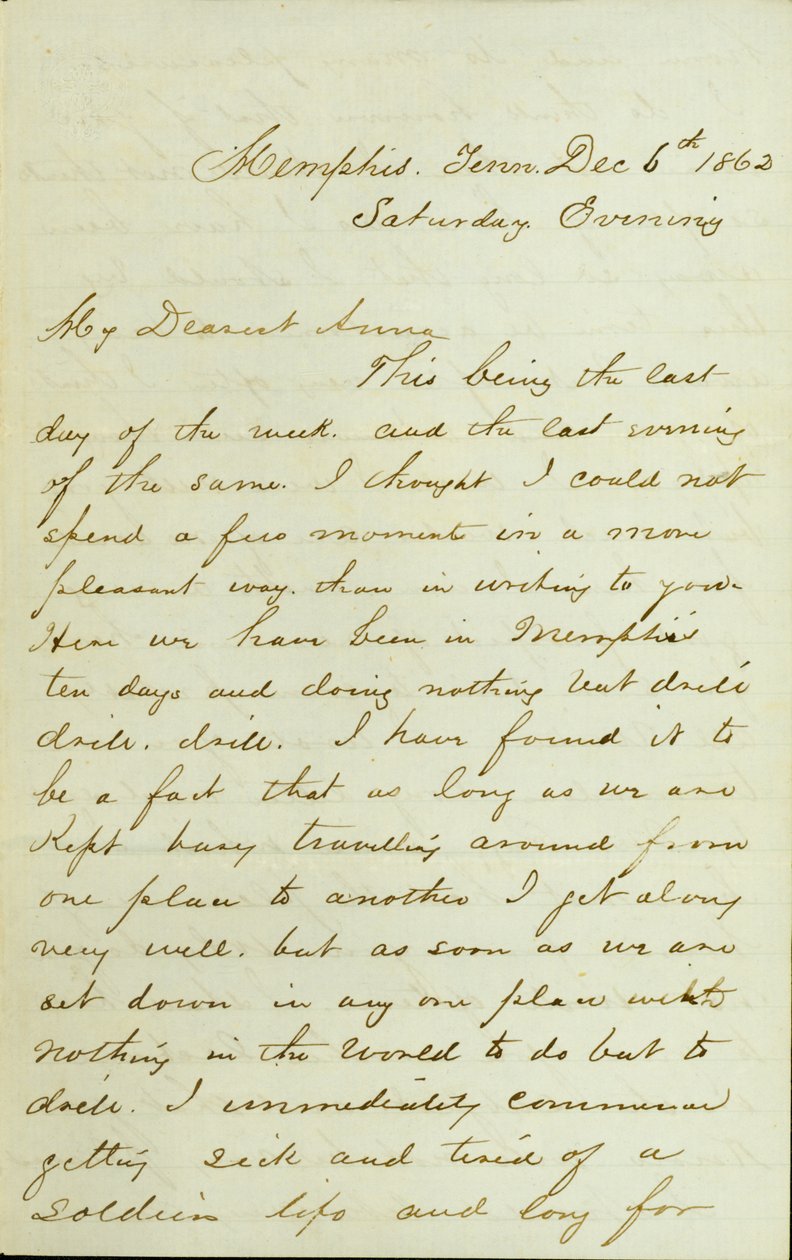 Letter from D. P. Grier, Memphis, Tenn., to Anna McKinney, December 6, 1862 by David Perkins Grier