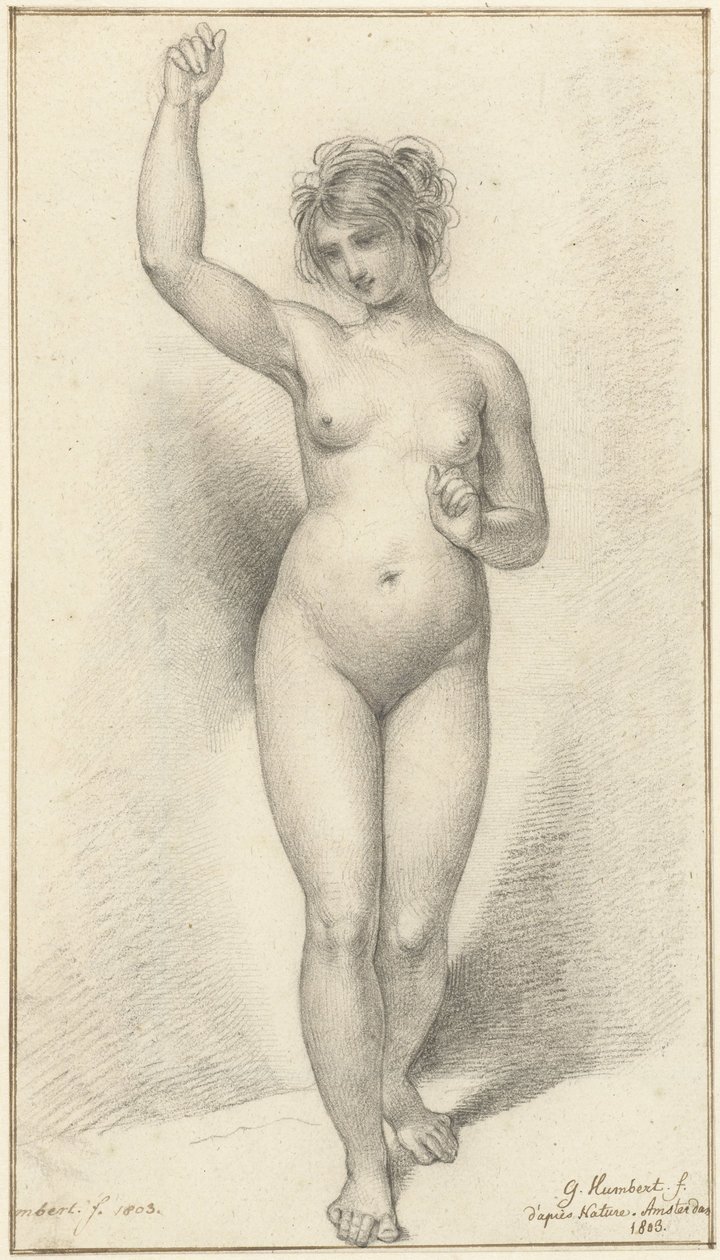 Standing Female Nude, with Raised Right Arm by David Pièrre Giottino Humbert de Superville