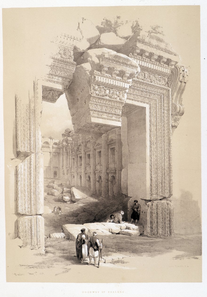 Baalbek Gate in Lebanon, drawing made on 07/05/1839 in 