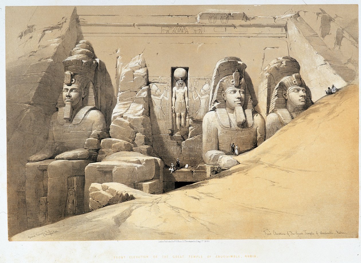 Front Elevation of the Great Temple of Aboo Simbel (Abu Simbel), Nubia in 