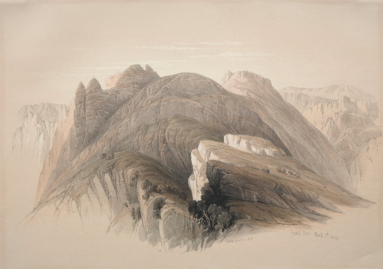 Gebil Hor. Mount Hor, from the Cliffs Encircling Petra by David Roberts
