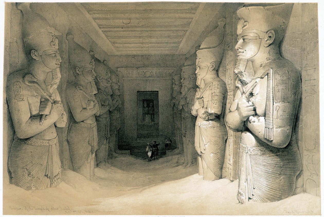 Interior of the Temple of Aboo Simbel, drawing made on 09/11/1836 in 