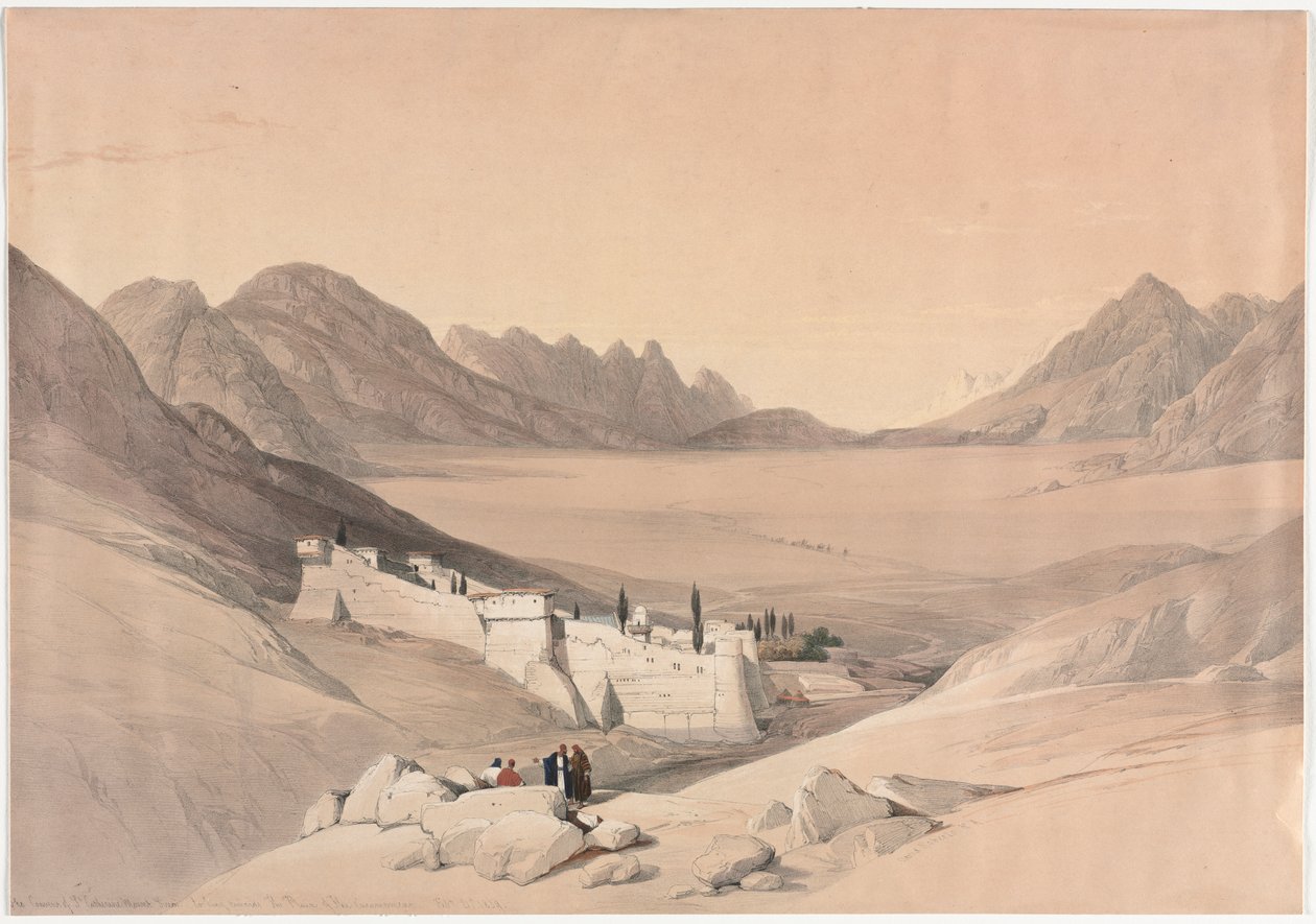 The Convent of St. Catherine, Mount Sinai, Looking Towards the Plain of the Encampment by David Roberts
