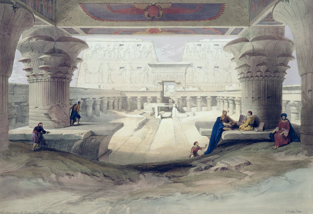 View from under the Portico of Temple of Edfou, Upper Egypt, plate 32 from Volume I of Egypt and Nubia, engraved by Louis Haghe by David Roberts
