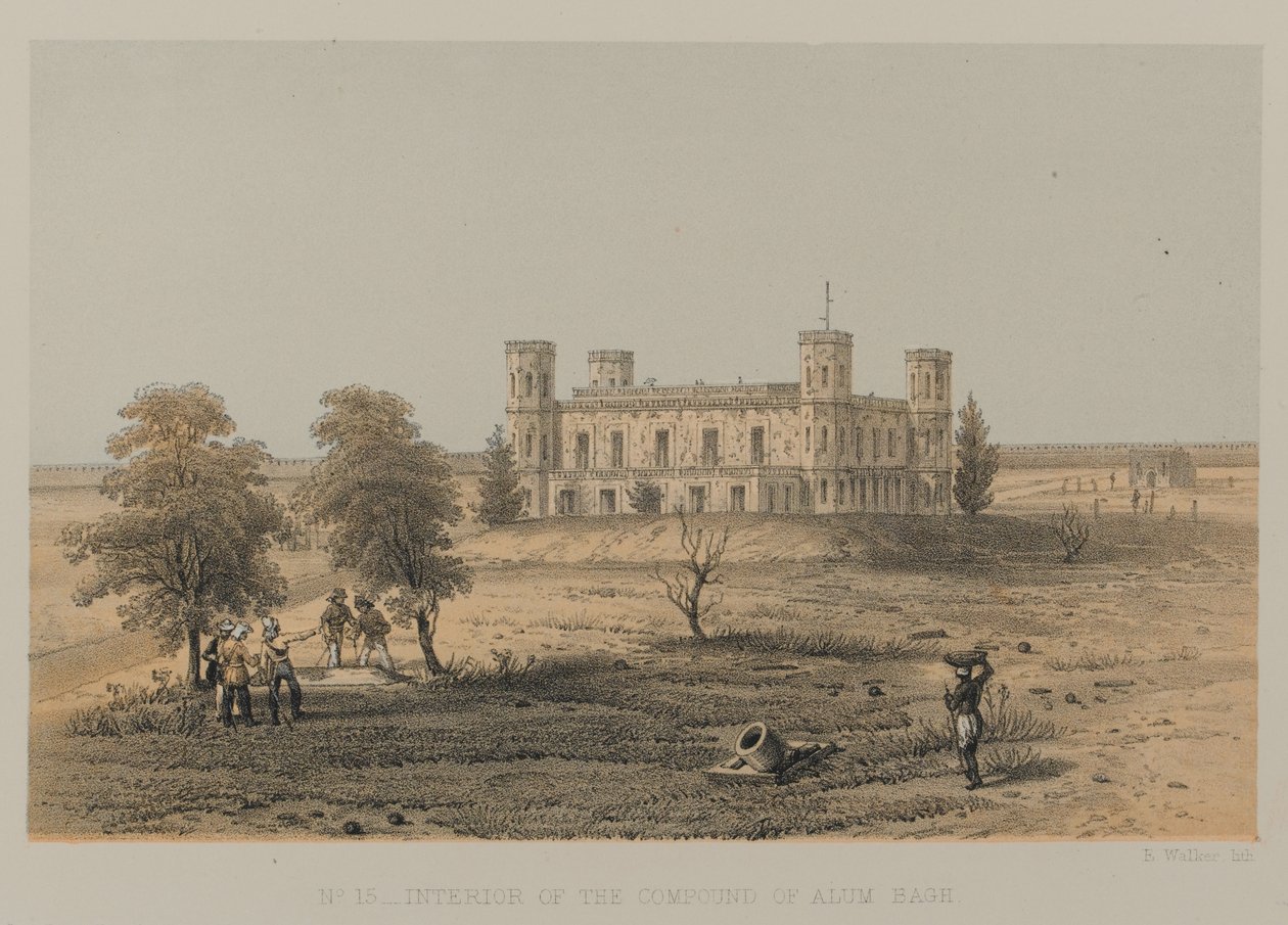 Interior of the Compound of Alumbagh, Lucknow by David Scott Lieutenant Colonel (after) Dodgson