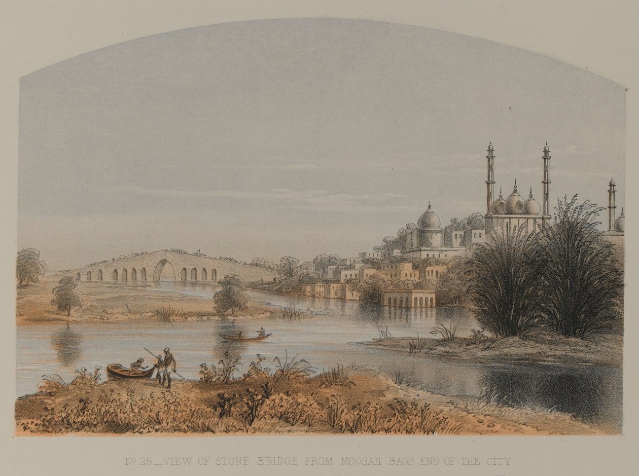 View of Stone Bridge from Moosah Bagh End of the City by David Scott Lieutenant Colonel (after) Dodgson