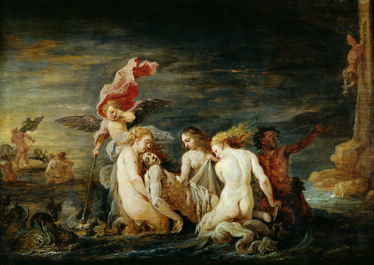 Hero and Leander: Leander Found by the Nereids, copy of a painting by Domenico Feti, 1650-56 by David Teniers the Younger