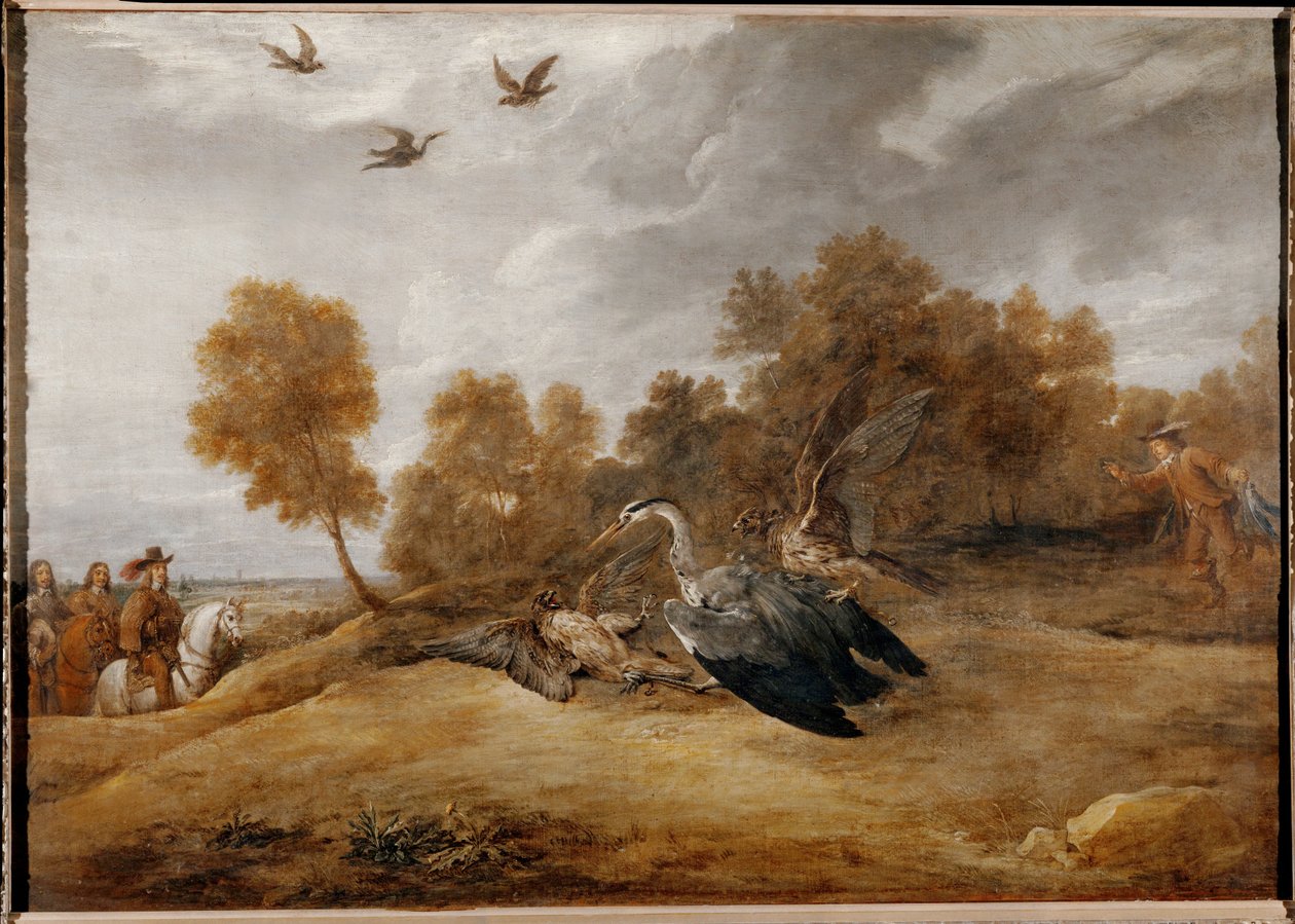 Archduke Leopold Wilhelm hunting herons with falcons by David the Younger Teniers