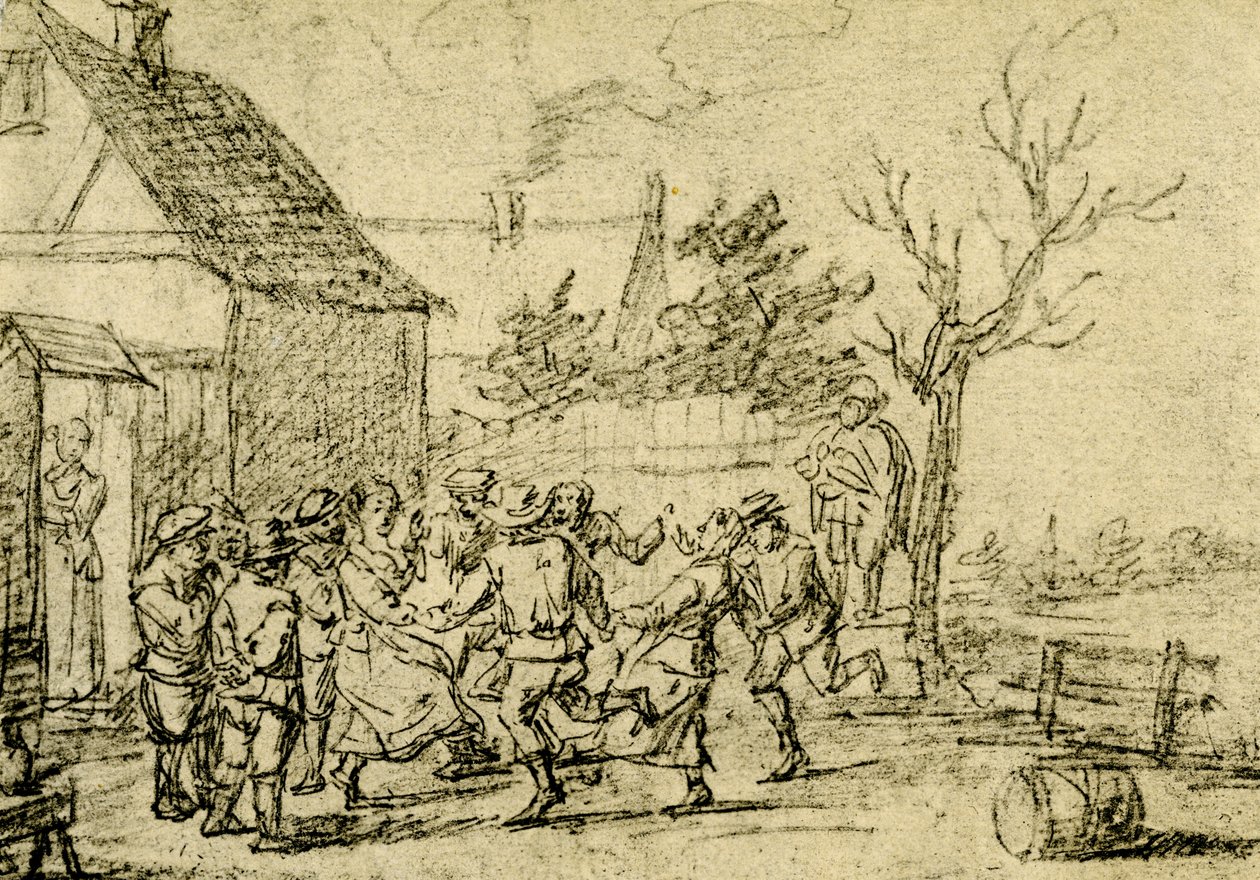 Peasants Dancing in Front of a House by David Teniers the Younger