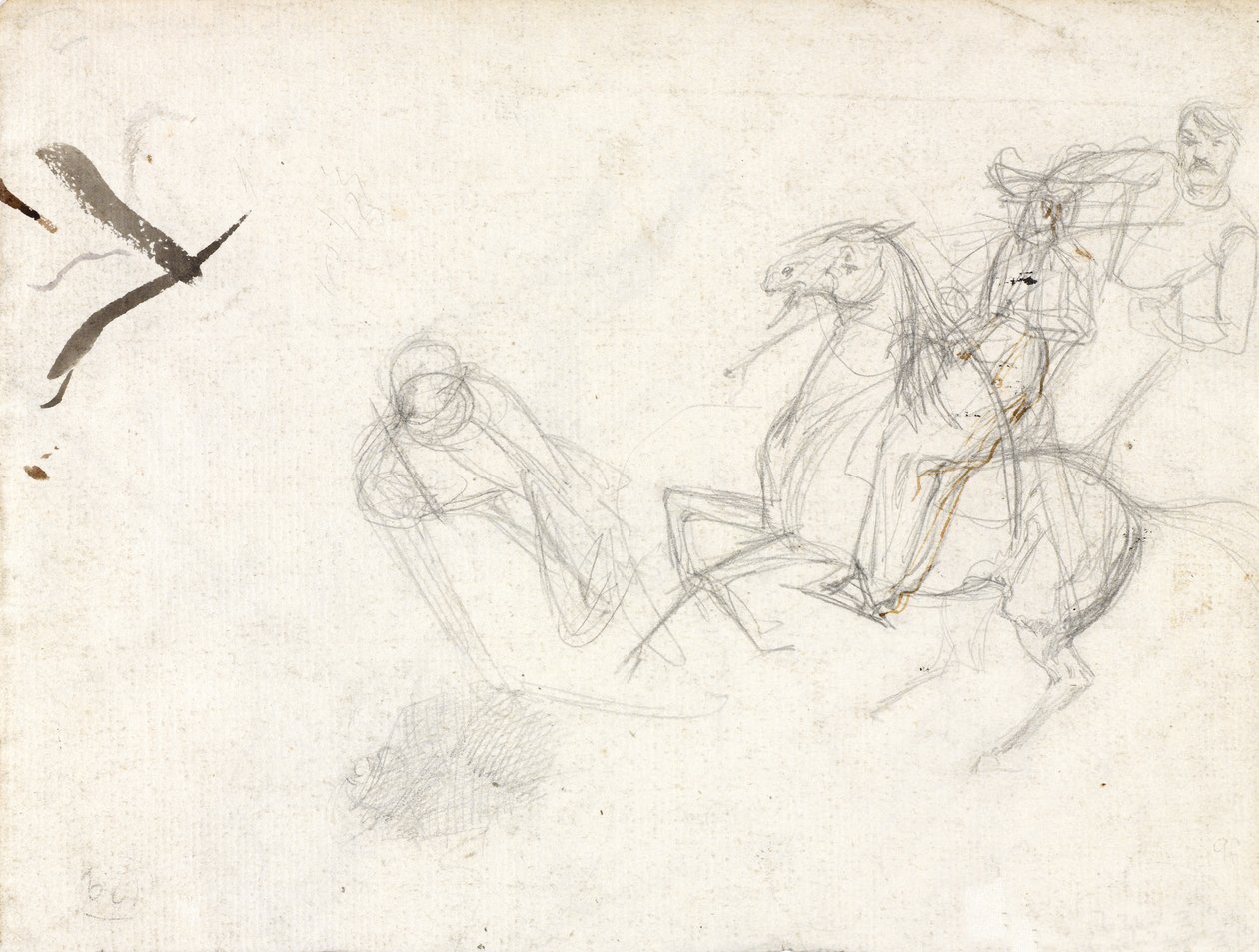 Studies for the figure of Sergeant Ewart, Scots Greys, for the painting showing his capture of the French Eagle at the Battle of Waterloo, 1815 by Denis Dighton