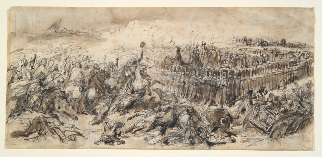 Battle Scene (Study for The 2nd Light Cavalry Withstanding the Onslaught of the Arabs) by Denis Auguste Marie Raffet