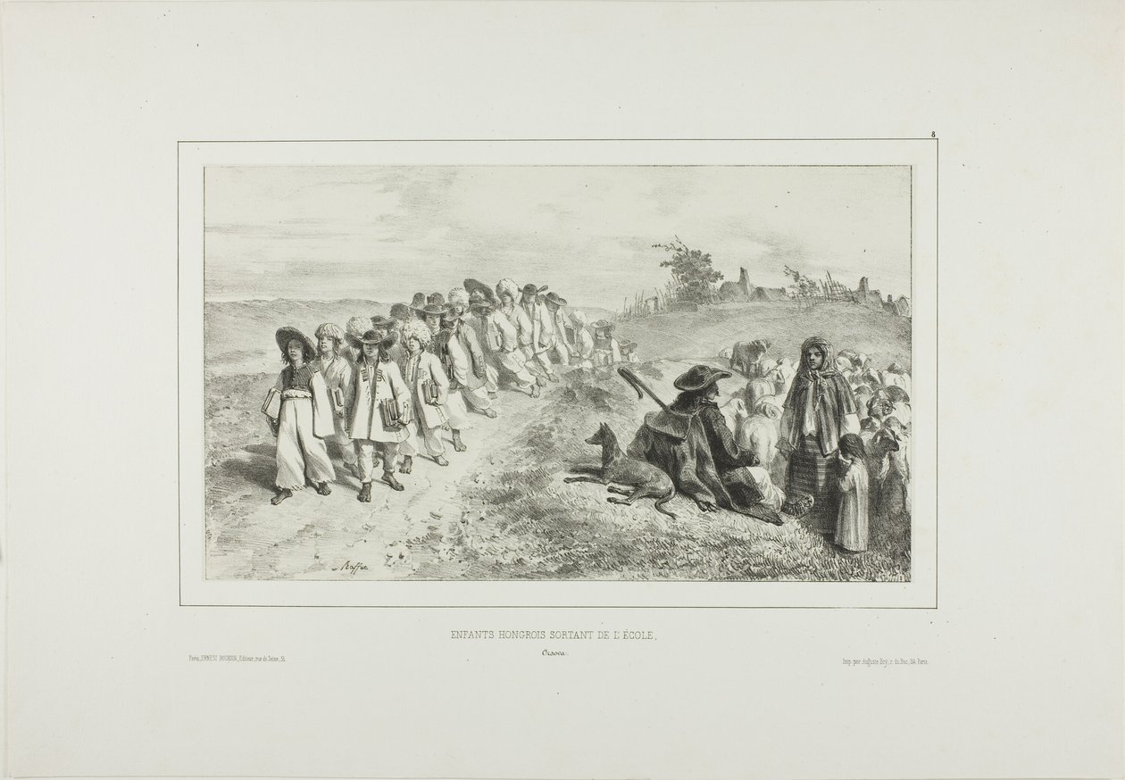 Hungarian Children Going to School by Denis Auguste Marie Raffet