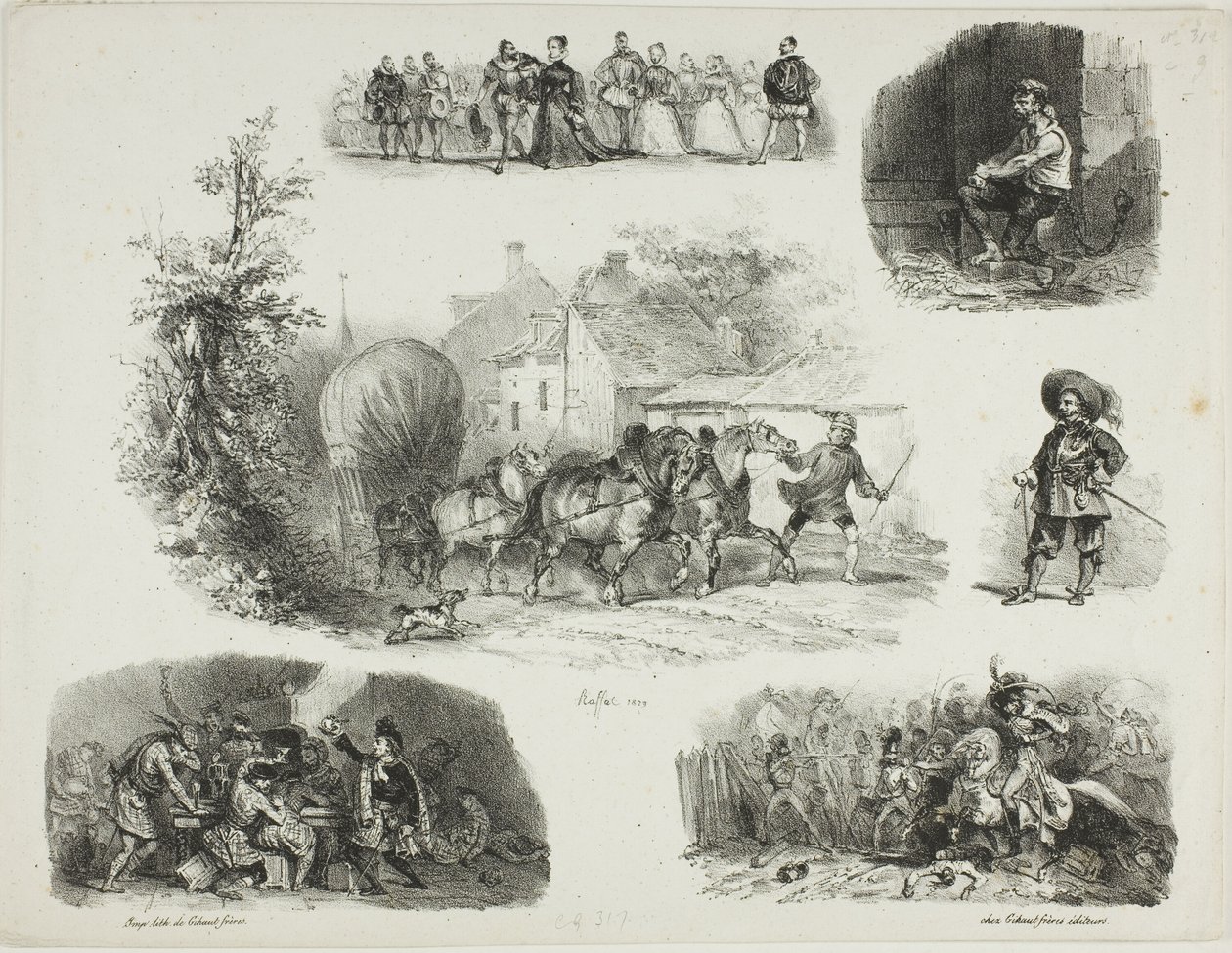 Sheet of Sketches by Denis-Auguste-Marie Raffet