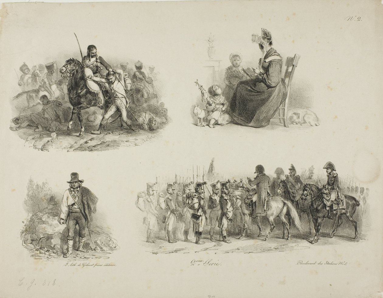 Sheet of Sketches by Denis-Auguste-Marie Raffet