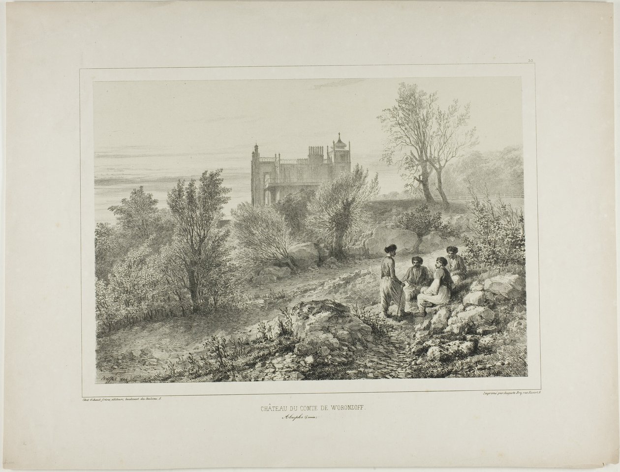 The Château of Count Woronzoff, Aloupka, Crimea, August 12, 1837 by Denis Auguste Marie Raffet