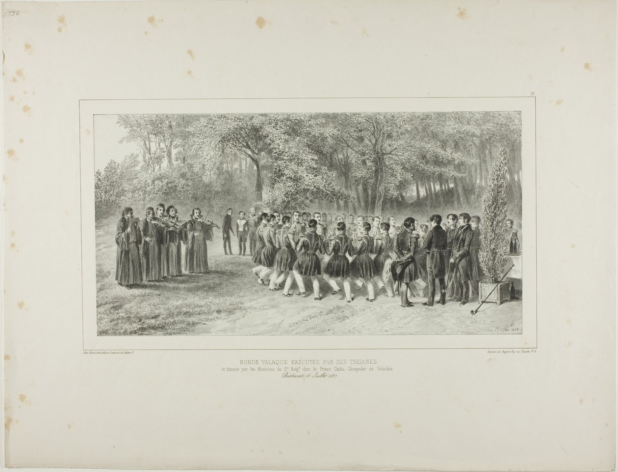 Wallachian Round, Performed by the Tsiganes and Danced by the Second Regiment Musicians at the Home of Prince Ghika, Ghospodar, Wallachia by Denis Auguste Marie Raffet