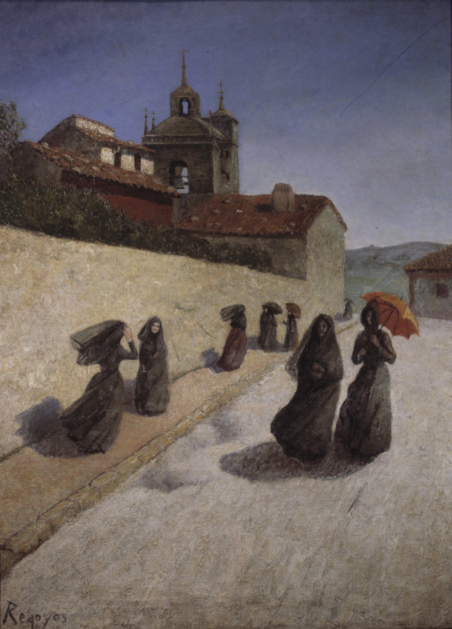 Walk beside the church, 19th century by Diario or Dario de Regoyos y Valdes