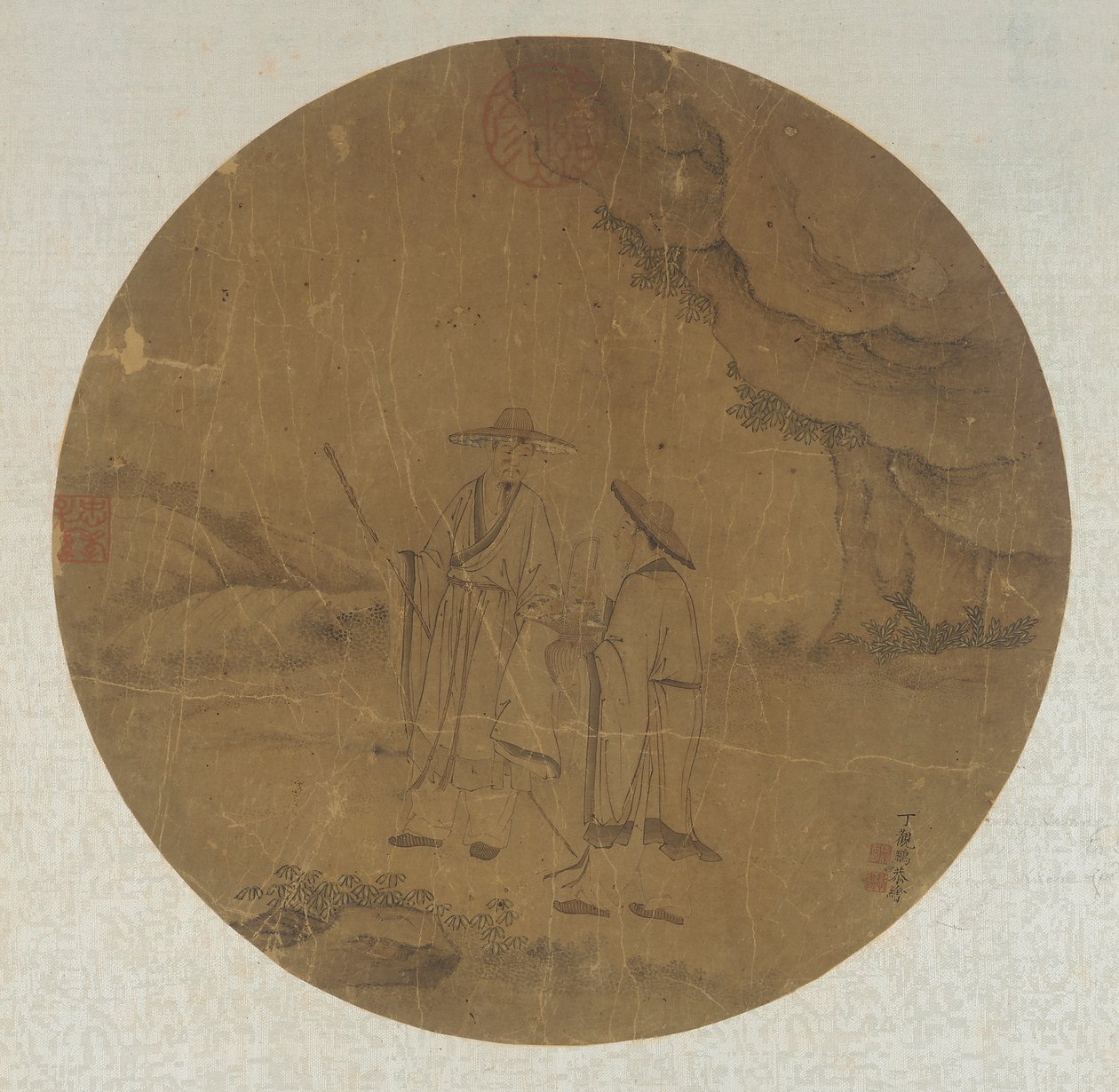 Landscape: Two Figures by Ding Guanpeng