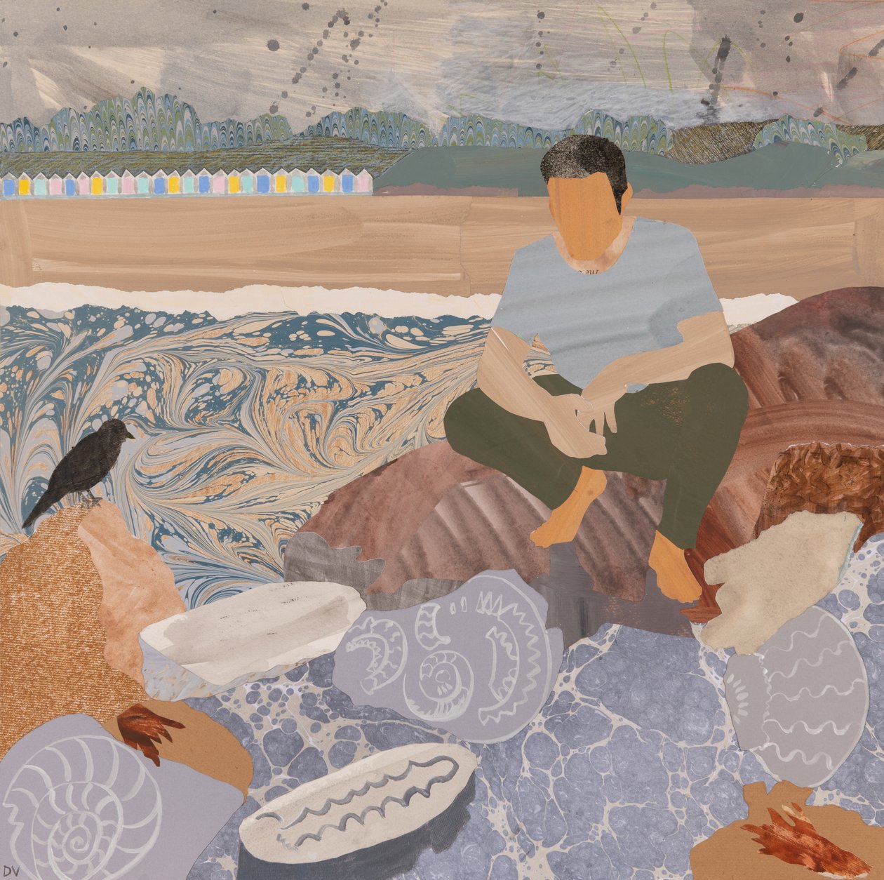 Beach huts & fossils by Dione Verulam