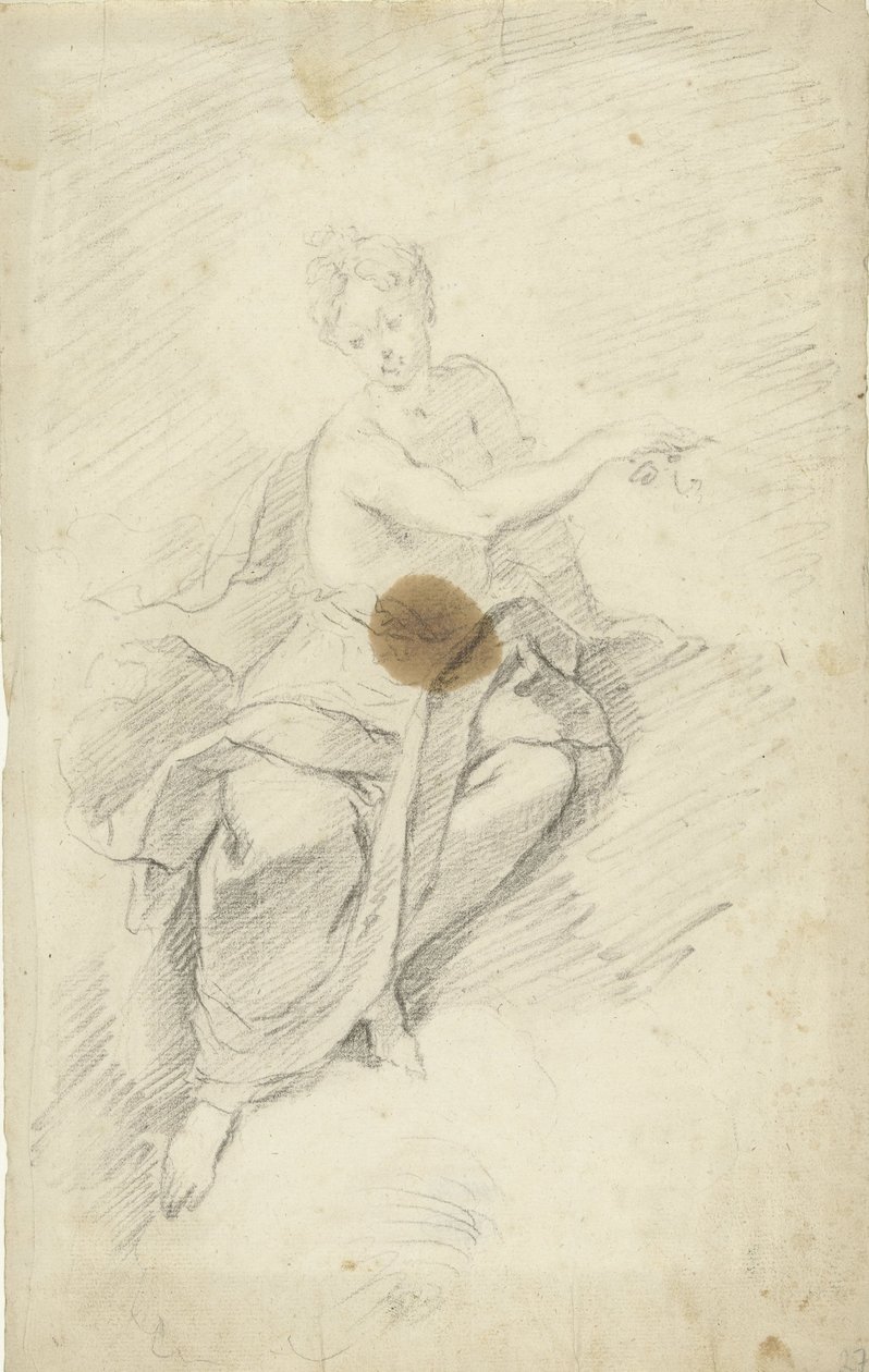 Study of a Nymph or Goddess Sitting in the Clouds by Dionys van Nijmegen (possibly)