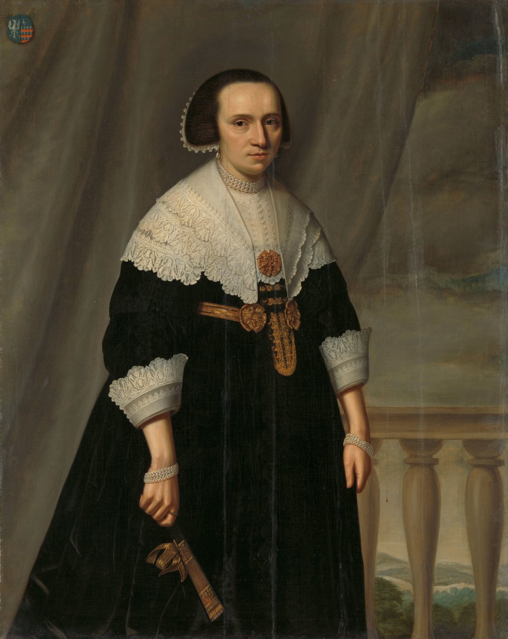 Portrait of Machteld Bas by Dirck Dircksz. van Santvoort (manner of)